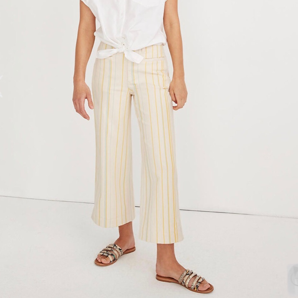 Madewell Emmett Wide-Leg Crop Pants in Stripe